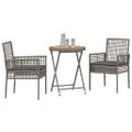 vidaXL Záhradný bistro set 3 ks Sivá polyratan