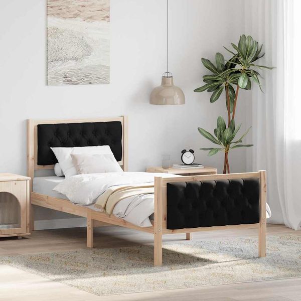 vidaXL Rám postele Čierna 80 x 200 cm Masívne borovicové drevo