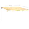 vidaXL Automatická markíza, LED a senzor vetra 400x300 cm, žltá/biela