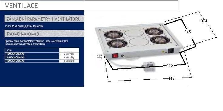 Ventilátor horný(spodný) 2x ventilátor 220V/46W šedý