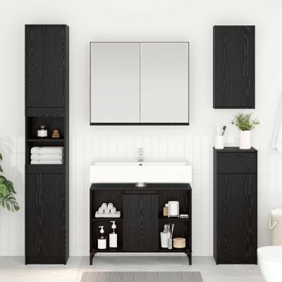 vidaXL Skrinka pod umývadlo s poličkou Čierny dub 80 x 33 x 60 cm