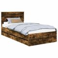 vidaXL Rám postele Dymová dub 100 x 200 cm Inžinierske drevo