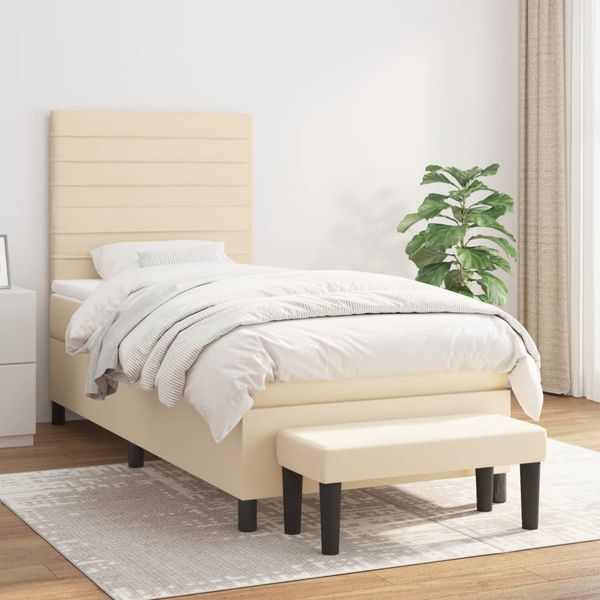 vidaXL Boxspring posteľ s matracom krémová 100x200 cm látka