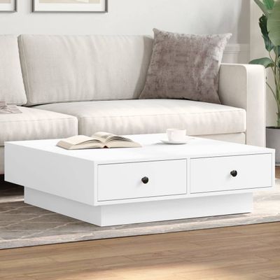 vidaXL Konferenčný stolík biely 90x90x28 cm drevotrieska