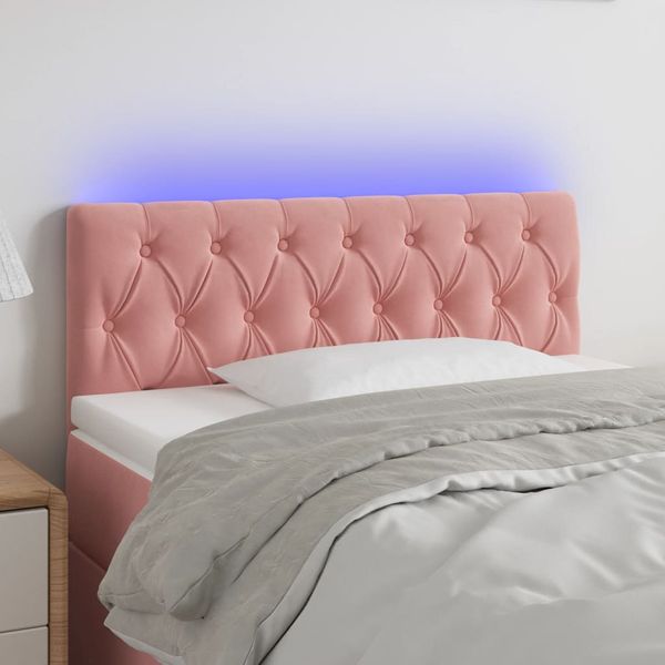 vidaXL Čelo postele s LED ružové 90x7x78/88 cm zamat
