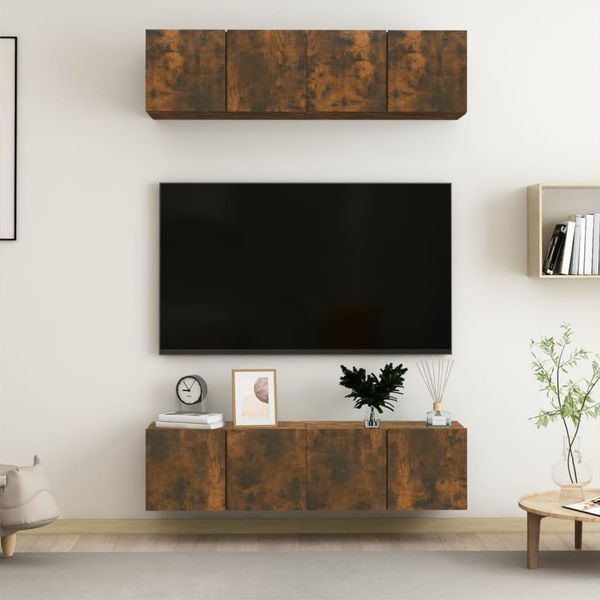 vidaXL TV stolíky 4 ks hnedý dub 60x30x30 cm kompozitné drevo