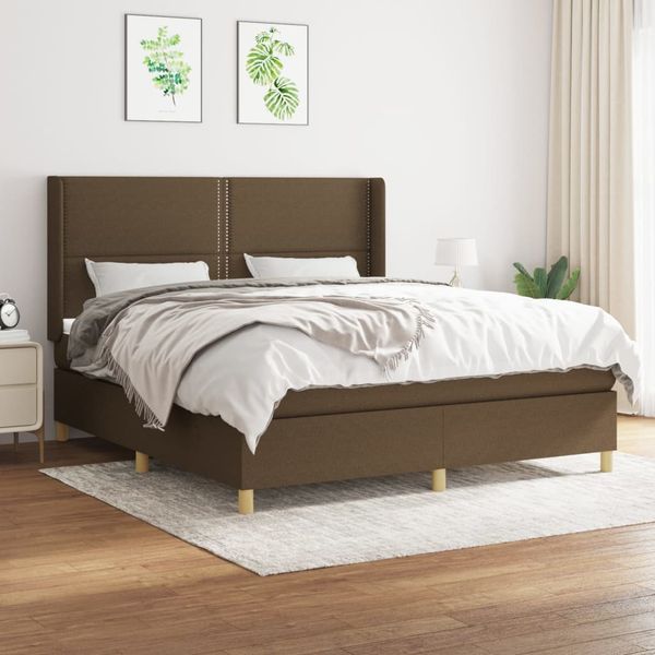 vidaXL Boxspring posteľ s matracom tmavohnedá 180x200 cm látka