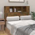 vidaXL Čelo postele so skrinkou dymový dub 120x18,5x102,5 cm