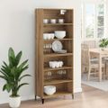 vidaXL Highboard Remeselný dub 69,5 x 34 x 180 cm Kompozitné drevo