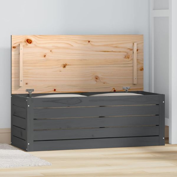 vidaXL Úložný box sivý 89x36,5x33 cm masívna borovica