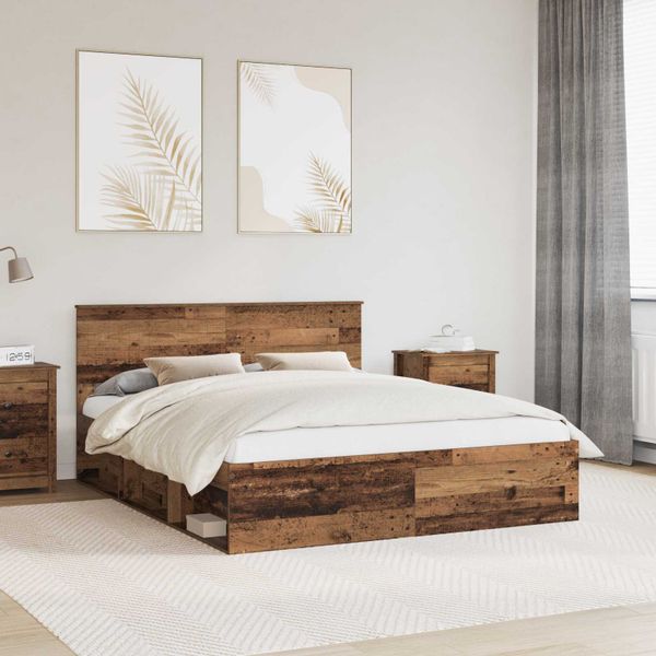 vidaXL Rám postele Staré drevo 160 x 200 cm Masívne borovicové drevo