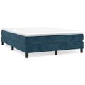 vidaXL Posteľný rám boxsping s matracom tmavomodrý 140x190 cm zamat
