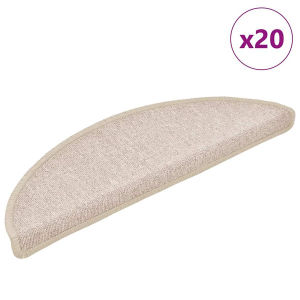vidaXL Schodové rohože 20 ks 56x17x3 cm béžové, polkruhové