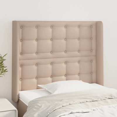 vidaXL Čelo postele so záhybmi kapučínové 93x16x118/128 cm umelá koža