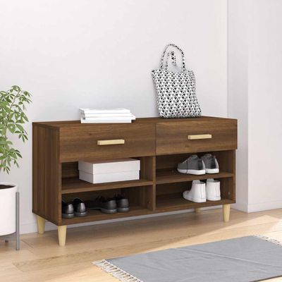 vidaXL Botník hnedý dub 102x35x55 cm spracované drevo