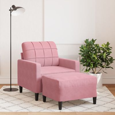 vidaXL Kreslo s podnožkou ružové 60 cm zamat