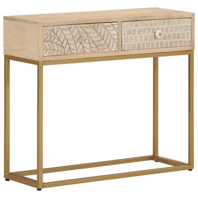 vidaXL Konzolový stolík 90x30x76 cm mangovníkový masív a železo