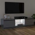 vidaXL TV skrinka s LED svetlami lesklá sivá 120x30x36 cm