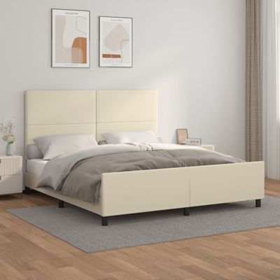 vidaXL Posteľný rám s čelom krémový 180x200 cm umelá koža