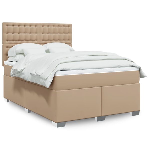 vidaXL Boxspring posteľ s matracom kapučínová 160x200 cm umelá koža