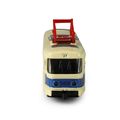 Kovová česká retro električka modrá 16 cm PRAGUE - otváracie dvere