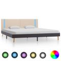 vidaXL Posteľný rám s LED, krémový a tmavosivý, látka 180x200 cm