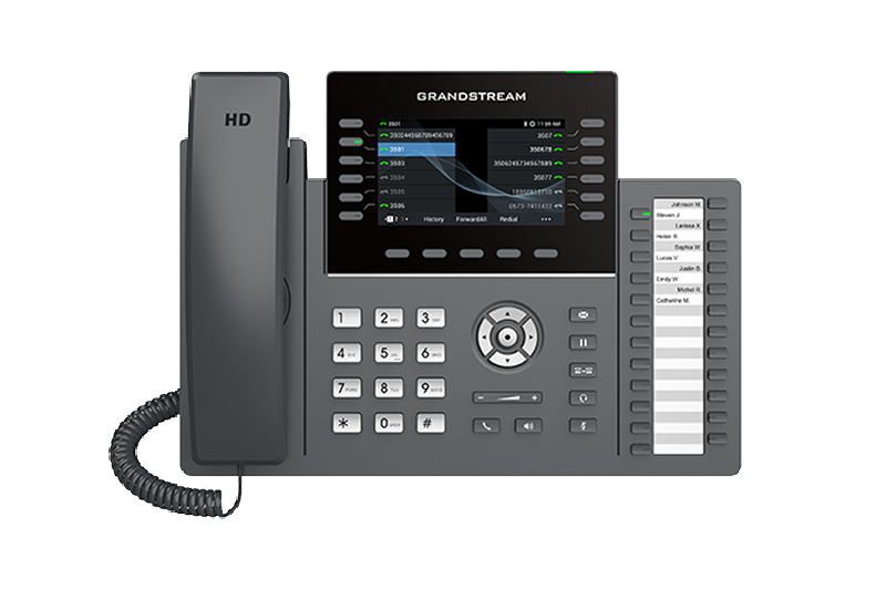 Grandstream GRP2636 SIP telefón, 4.3'' TFT bar. displej, 6SIP účtov, 24 pr. hr., 2x1Gb, WiFi, BT