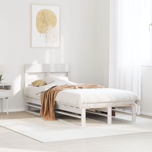 vidaXL Posteľ bez matraca biela 100x200 cm borovicový masív