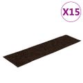 vidaXL Schodové rohože, samolepiace, 15 ks, 76x20 cm, hnedé, obdĺžnikové