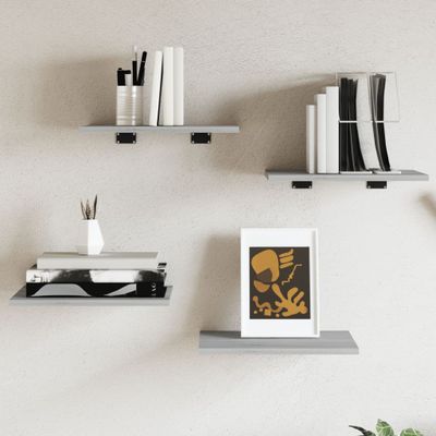 vidaXL Nástenné police 4 ks sivé sonoma 40x30x1,5 cm kompozitné drevo