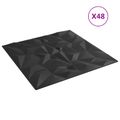 vidaXL Nástenné panely 48 ks 50 x 50 cm Čierna XPS Pena