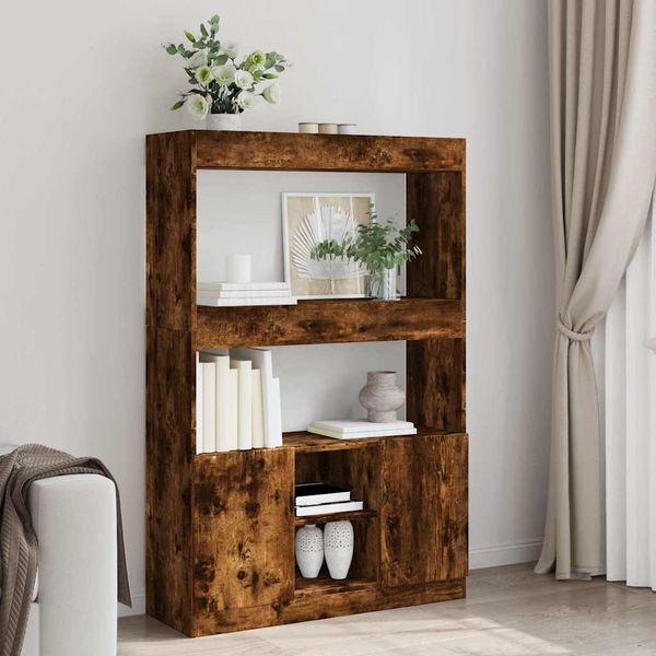 vidaXL Vysoká skrinka dymový dub 92x33x140 cm kompozitné drevo