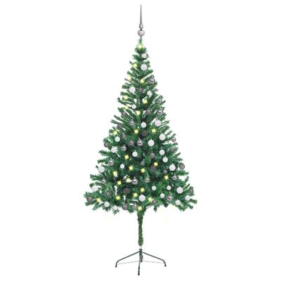 vidaXL Osvetlený umelý vianočný stromček+gule 180 cm, 564 vetvičiek