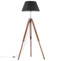 vidaXL Lampa na statíve medovo-hnedá a čierna 141 cm teakový masív
