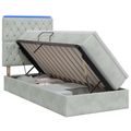 vidaXL LED úložná posteľ s matracom Svetlosivá 100 x 200 cm Zamat