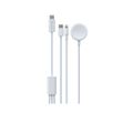 Kábel Devia 3v1 Smart EA520 USB-C - USB-C + Lightning biely s indukčným magnetickým nabíjačom pre Apple Watch