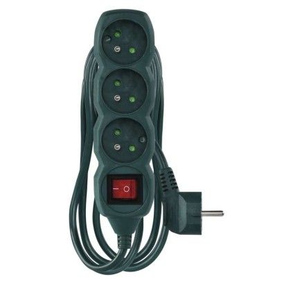 Prodlužovací kabel EMOS P1312Z s vypínačem 2 m, 3 zásuvky,  zelený, 1 mm2