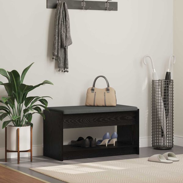 vidaXL Predsieňová lavica s vankúšom Čierny Dub 83 x 38 x 45 cm