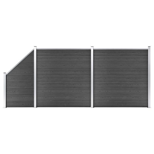 vidaXL Sada plotových panelov WPC 446x(105-186) cm čierna