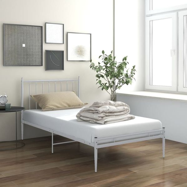 vidaXL Posteľný rám biely kov 90x200 cm