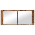 vidaXL Zrkadlový kabinet s LED Staré drevo 100 x 12 x 45 cm