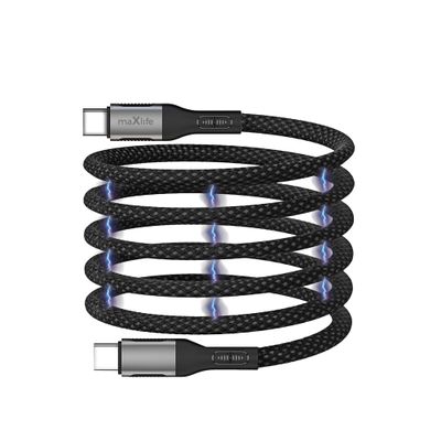 Maxlife MXUC-11 magnetický kábel USB-C - USB-C 1,0 m 100W čierny nylon