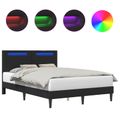vidaXL Rám postele s LED pásikmi Čierna 120 x 190 cm Umelá koža