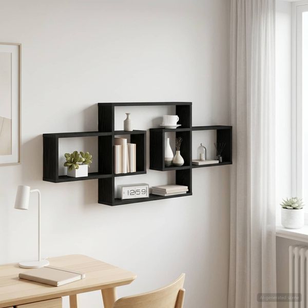 vidaXL Stenná polica Čierny dub 130 x 10 x 50 cm Kompozitné drevo