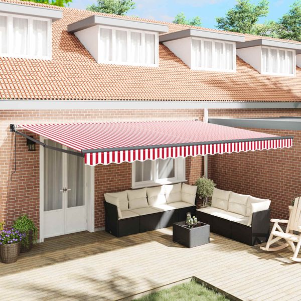 vidaXL Markíza Červená a Biela 500 x 300 x 165 cm Polyester a kov