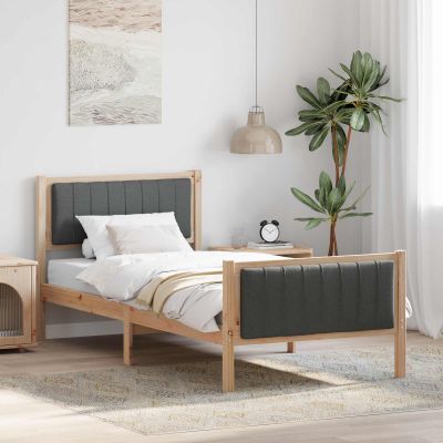 vidaXL Rám postele hnedá a tmavosivá 90 x 200 cm Borovicový masív