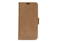 Puzdro s klopou pre mobilný telefón - koža full-grain - bronz - pre Apple iPhone 12, 12 Pro