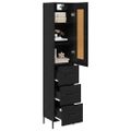 vidaXL Highboard Čierny dub 34,5 x 34 x 180 cm Kompozitné drevo