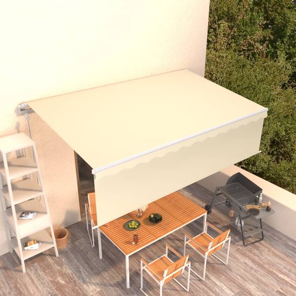vidaXL Automatická markíza s tienidlom 5x3 m krémová
