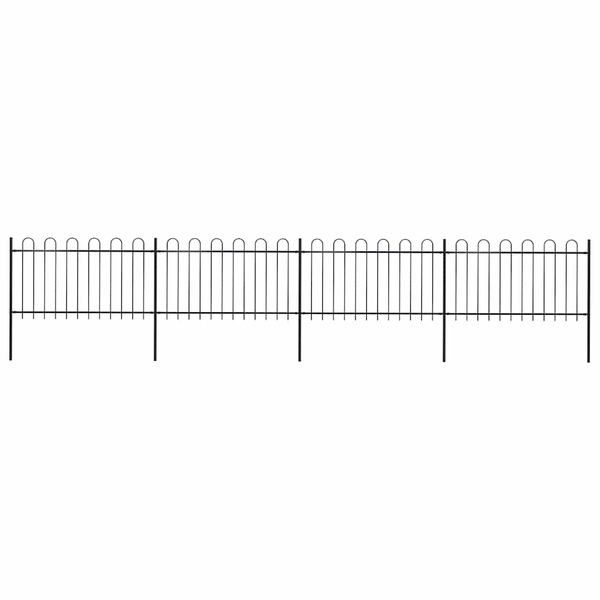 vidaXL Záhradný plot s oblúkom navrchu, oceľový, 714,5x100 cm, čierny